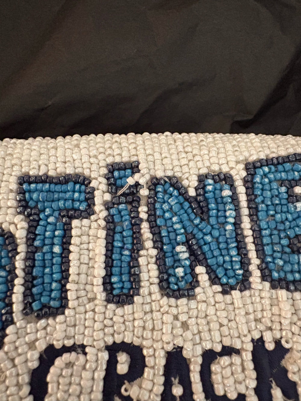 STAUD Tommy Beaded 'Stautine Crackers' Shoulder Bag - Blue/White/Tan - Picture 4 of 6